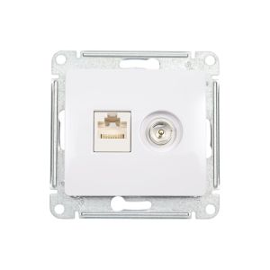 Розетка компьютерная + телевизионная 2-м Glossa RJ45 кат.5E + TV механизм бел. SE GSL000189