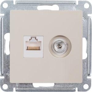 Розетка компьютерная + телевизионная 2-м AtlasDesign RJ45 кат.5E + TV механизм беж. SE ATN000289