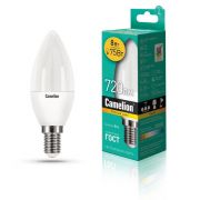 Лампа светодиодная LED8-C35/830/E14 8Вт свеча 3000К тепл. бел. E14 720лм 170-265В Camelion 12385