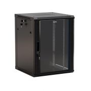 Шкаф настенный TWB-1266-GP-RAL9004 19дюйм 12U 650х600х600мм стеклян. дверь черн. Hyperline 392634