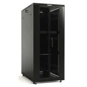 Шкаф напольный TTB-4261-DD-RAL9004 19дюйм 42U 2055х600х1000 перед. и задняя перфор. двери (75проц.) ручка с замком крыша нового типа черн. (RAL 9004) (разобранный) Hyperline 392681