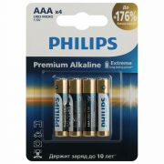 Элемент питания алкалиновый AAA/LR03 1.5В Premium (блист. 4шт) Philips Б0062755